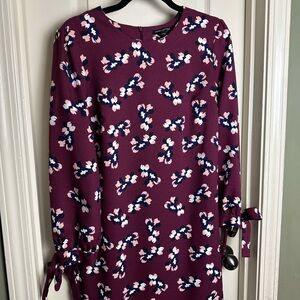 Banana Republic Purple Floral Long Sleeve Dress